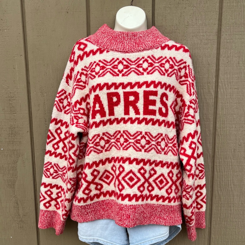 A New Day Apres Red Knit Oversized Sweater